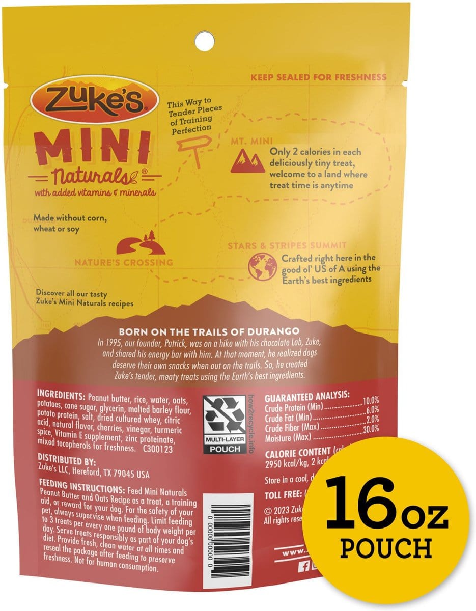 Zukes Mini Naturals Peanut Butter Oats Dog Treats