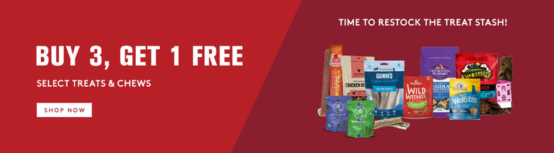 buy 3, get 1 free select  dog and cat treats and chews. click to shop now. 