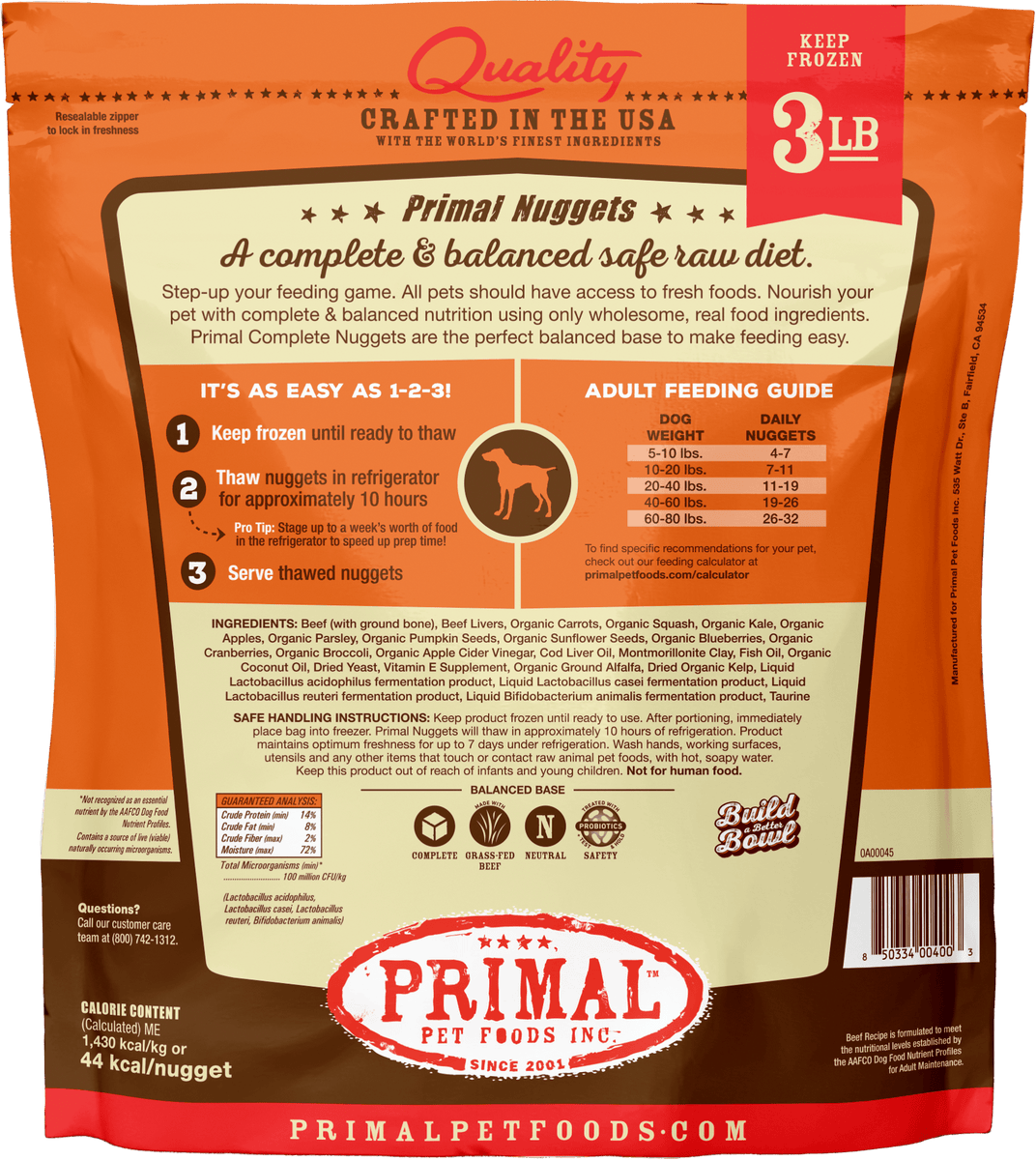 Primal Raw Frozen Beef Formula For Dogs