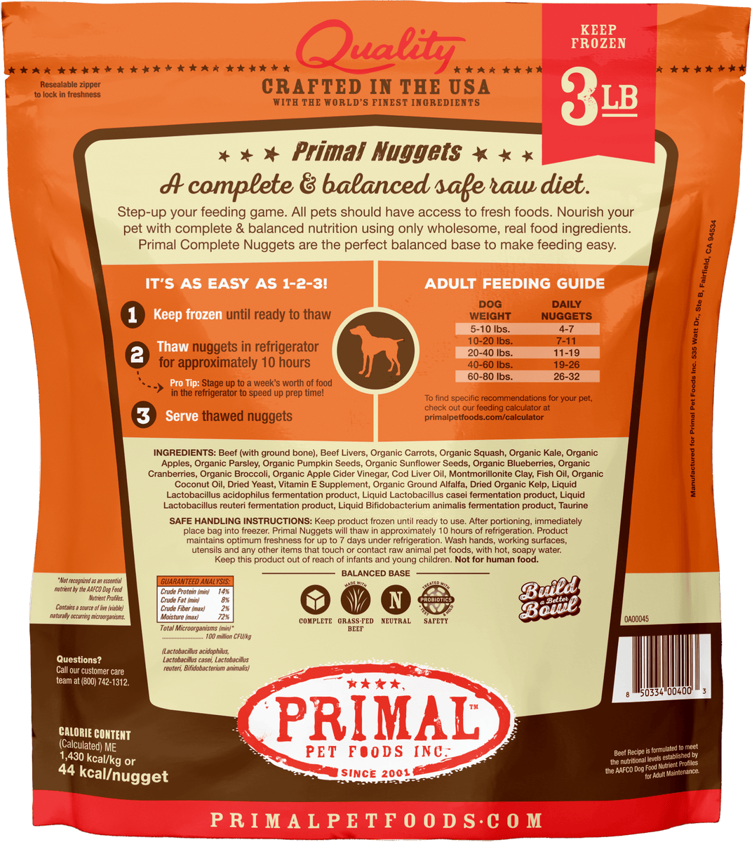 Primal raw frozen outlet mixes