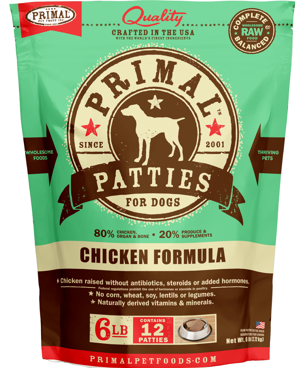 Primal frozen online dog food patties