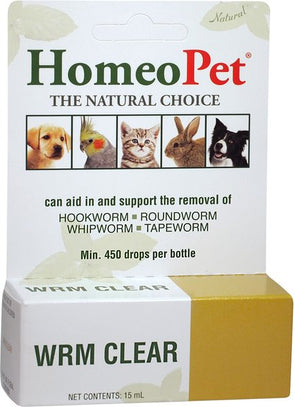 HomeoPet WRM Clear Dewormer for Hookworms, Roundworms, Tapeworms & Whipworms for Dogs & Cats