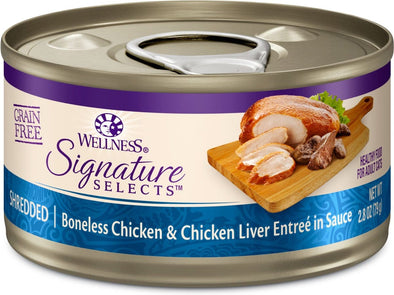 Wellness Signature Selects Grain Free Natural White Meat Chicken and Chicken Liver Entree in Sauce Wet Canned Cat Food