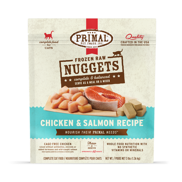 Primal Raw Frozen Nuggets Chicken & Salmon Formula For Cats