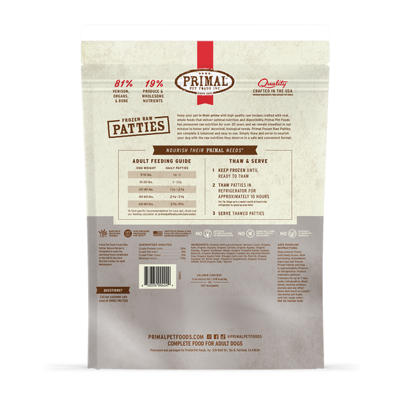 Primal Raw Frozen Venison Formula For Dogs