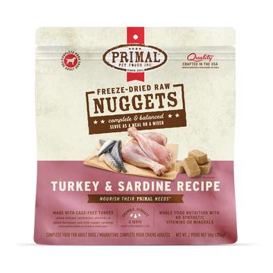 Primal Freeze Dried Nuggets Grain Free Turkey and Sardine Formula Dog Food