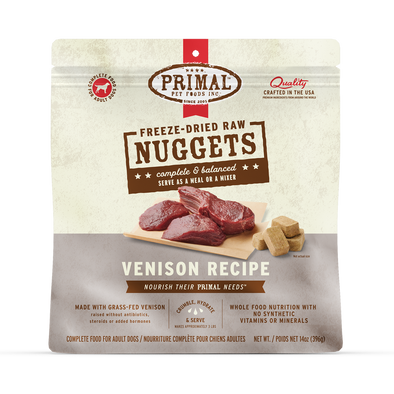 Primal Freeze Dried Nuggets Grain Free Venison Formula Complete Diet for Dogs