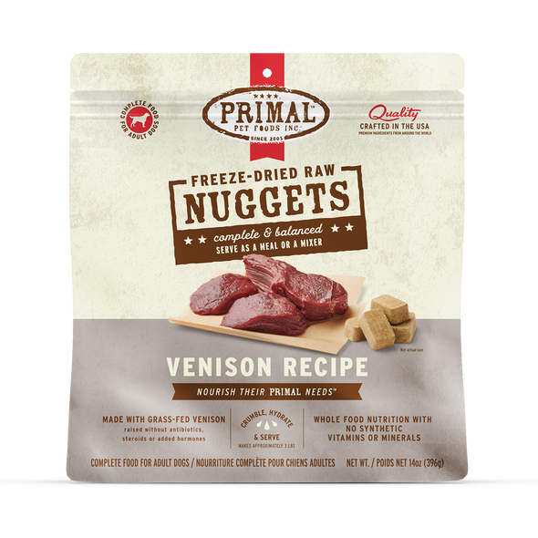 Primal Freeze Dried Nuggets Grain Free Venison Formula Complete Diet for Dogs