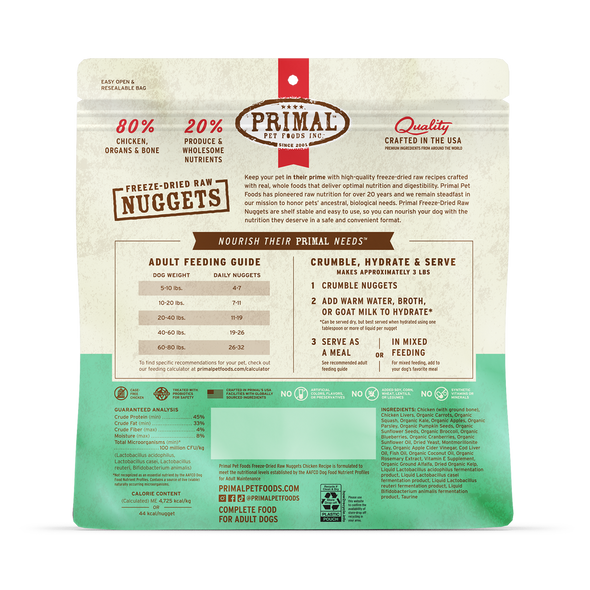 Primal Freeze Dried Nuggets Grain Free Chicken Formula Dog Food