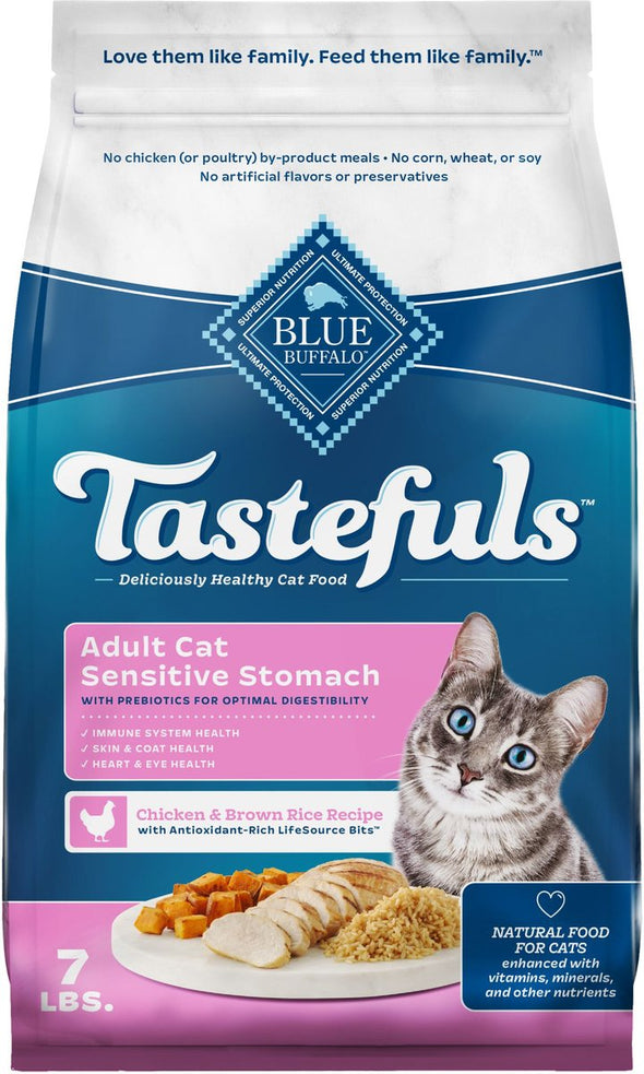 Blue Buffalo Tastefuls Adult Cat Sensitive Stomach Chicken & Brown Rice Recipe Dry Food