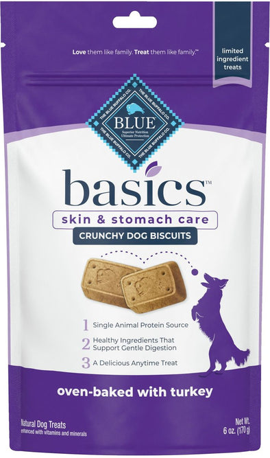 Blue Buffalo Basics Skin & Stomach Care Biscuits Turkey & Potato Dog Treats