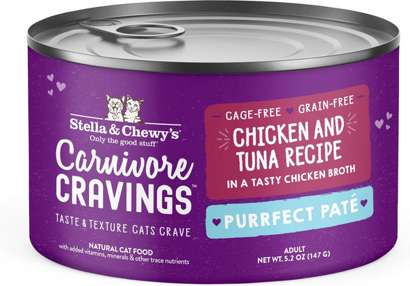 Stella & Chewy's Carnivore Cravings Purrfect Pate Chicken & Tuna Pate Recipe in Broth Wet Cat Food