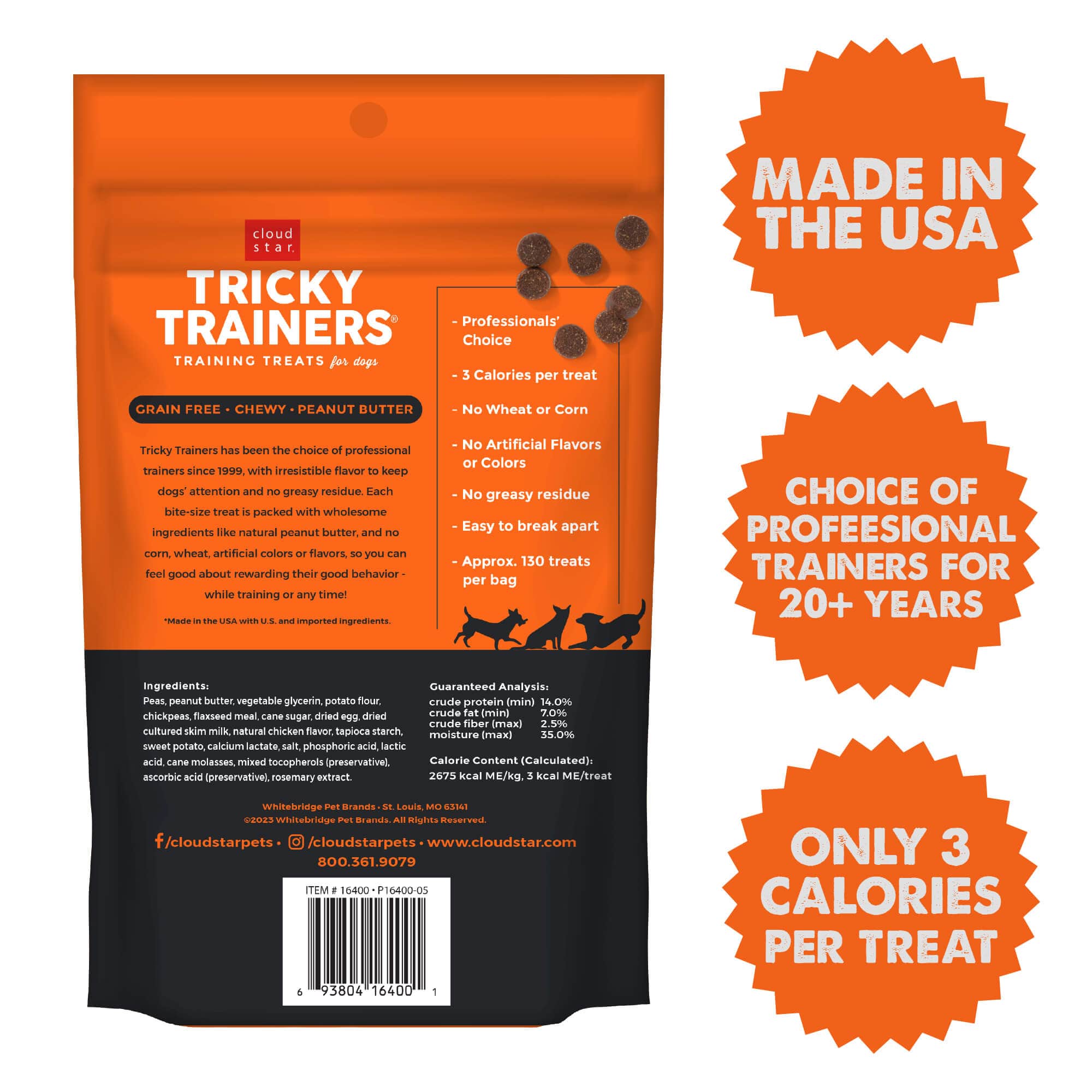Cloud Star Tricky Trainers Grain Free Soft Chewy with Peanut Butter