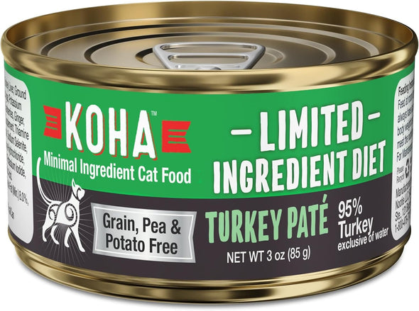 KOHA Grain & Potato Free Special Diet:Limited Ingredient Diet Turkey Pate Single Canned Cat Food