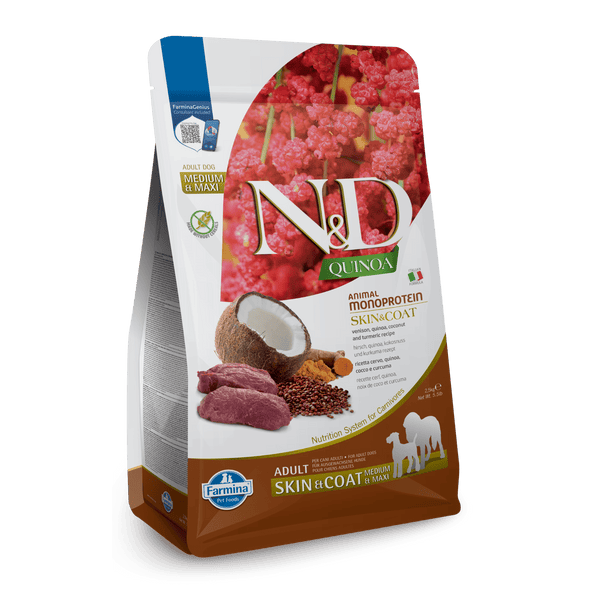 Farmina N&D Quinoa Venison, Coconut & Turmeric Medium & Maxi Adult Dry Dog Food