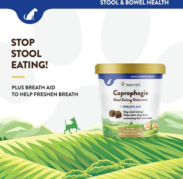 NaturVet Coprophagia Stool Eating Deterrent Plus Breath Aid Soft Chew for Dogs