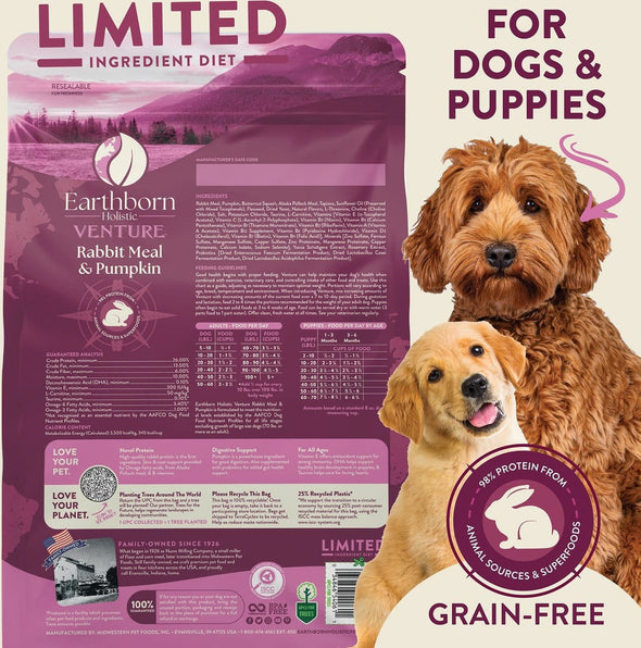 Earthborn Holistic Venture Grain Free Rabbit Meal and Pumpkin Dry Dog Food