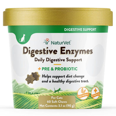 NaturVet Digestive Enzymes Plus Pre & Probiotics Soft Chews For Cats