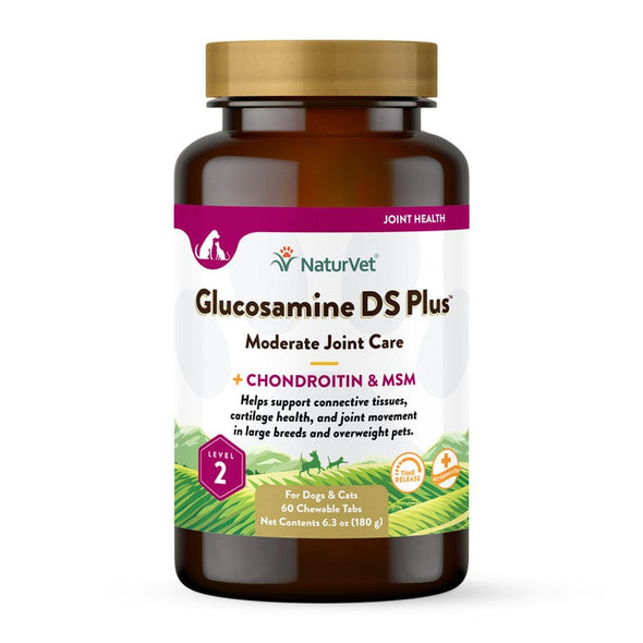 NaturVet Glucosamine DS Plus MSM Level 2 Moderate Care Time Release Chewable Tablets for Dogs