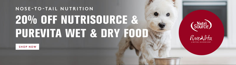 20% off nutrisource & purevita wet & dry food. click to shop now. 