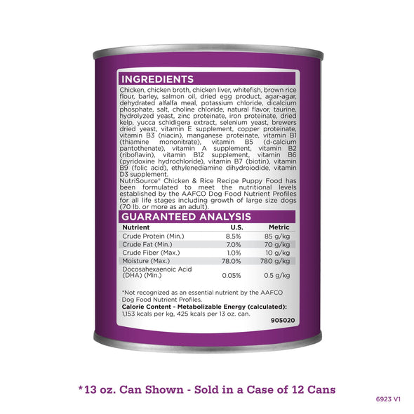 NutriSource Puppy Chicken Rice Canned Dog Food