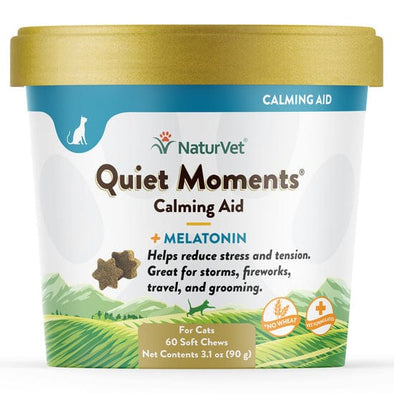NaturVet Quiet Moments Calming Aid Plus Melatonin Soft Chews for Cats