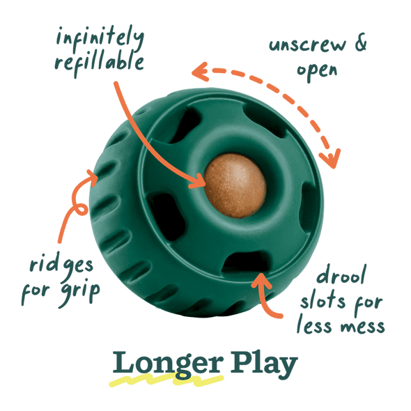 Woof Pupsicle Long Lasting Refillable Dog Treat Dispenser Toy in Holiday Candy Cane