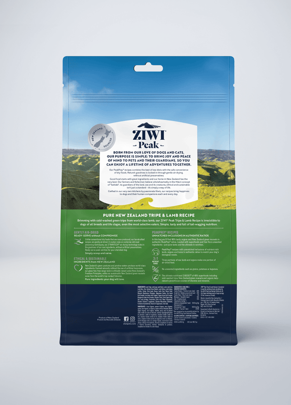 ZiwiPeak Grain Free Air-Dried New Zealand Tripe and Lamb Dry Dog Food