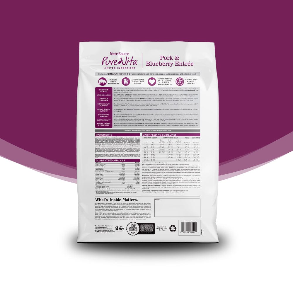 NutriSource PureVita Pork & Blueberry Grain Free Dry Dog Food