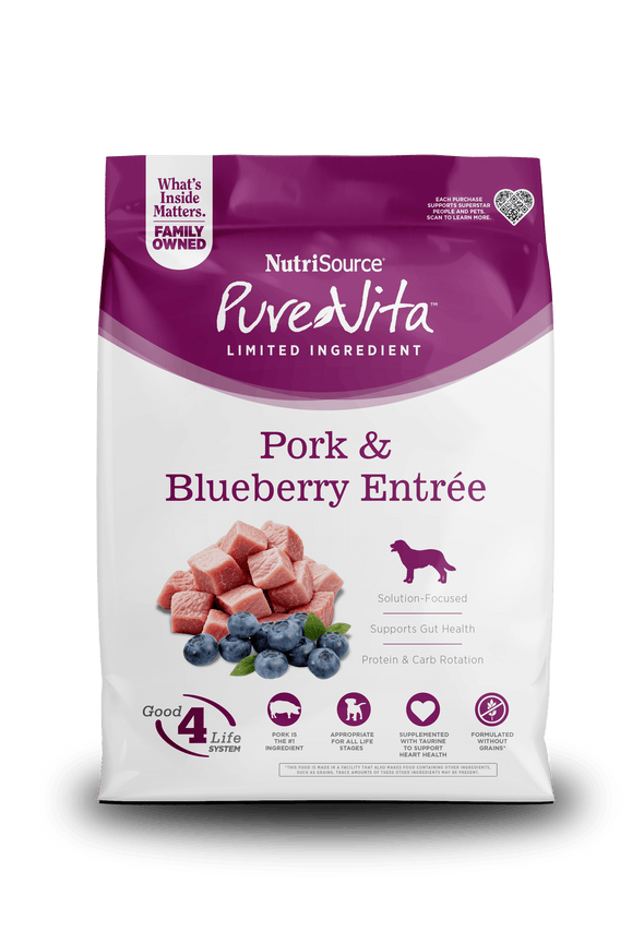 NutriSource PureVita Pork & Blueberry Grain Free Dry Dog Food