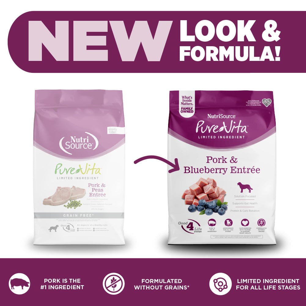 NutriSource PureVita Pork & Blueberry Grain Free Dry Dog Food