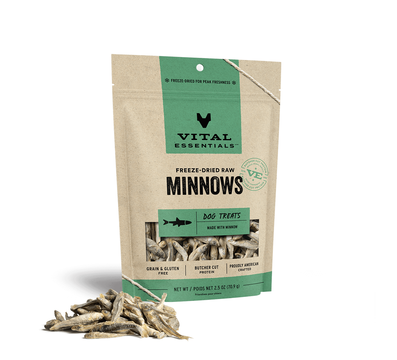 Vital Essentials Freeze Dried Dog Treats, Dried Minnows 2.5 oz 