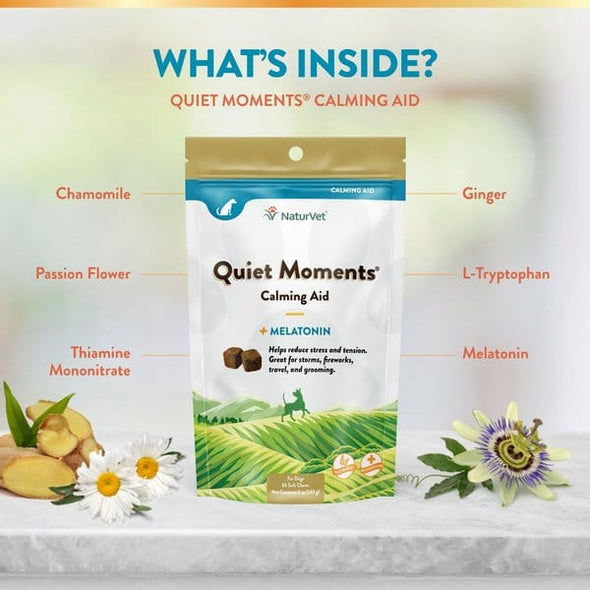NaturVet Quiet Moments Plus Melatonin Soft Chews for Dogs