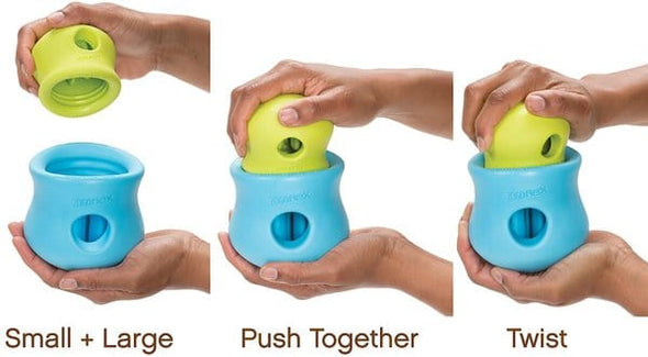 West Paw Zogoflex Toppl Tough Treat Dispensing Dog Chew Toy in Aqua Blue