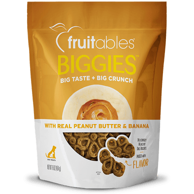 Fruitables Baked Biggies Peanut Butter  & Banana Crunchy Dog Treats