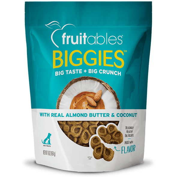 Fruitables Baked Biggies Almond Butter & Coconut Flavor Dog Treats