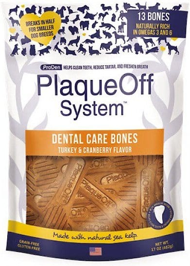 ProDen PlaqueOff System Turkey & Cranberry Flavored Dental Bone Dog Treats