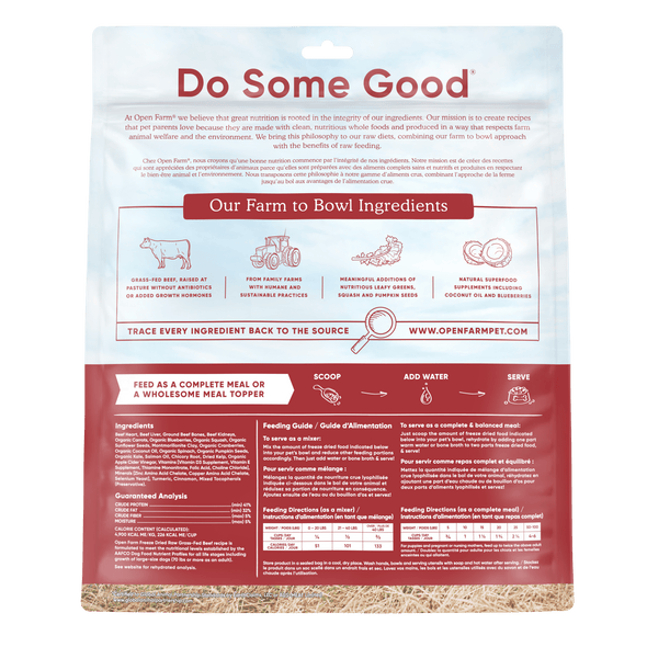 Open Farm Grain Free Grass Fed Beef Recipe Freeze Dried Raw Dog Food