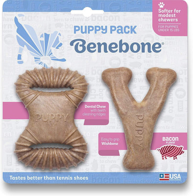 Benebone Bacon Flavored Tough Puppy Dog Chew Toy