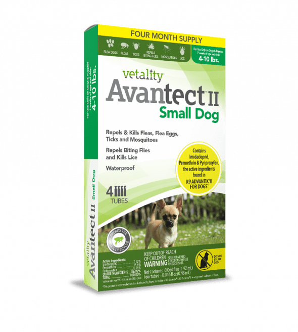 Vetality Avantect II Monthly Topical Flea and Tick Treatment for Small Dogs
