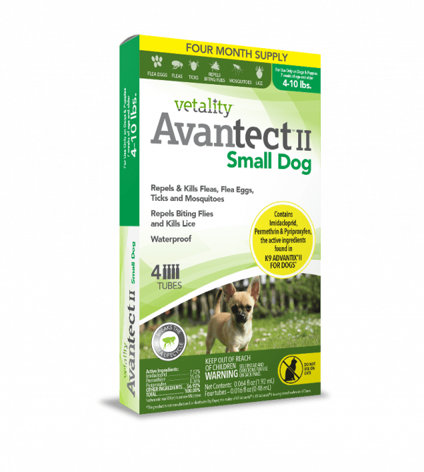 Vetality Avantect II Monthly Topical Flea and Tick Treatment for Small