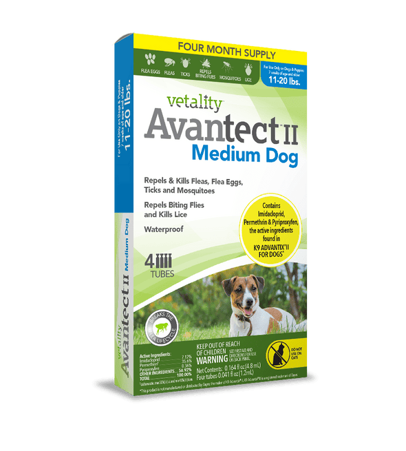 Vetality Avantect II Monthly Topical Flea and Tick Treatment for Medium Dogs