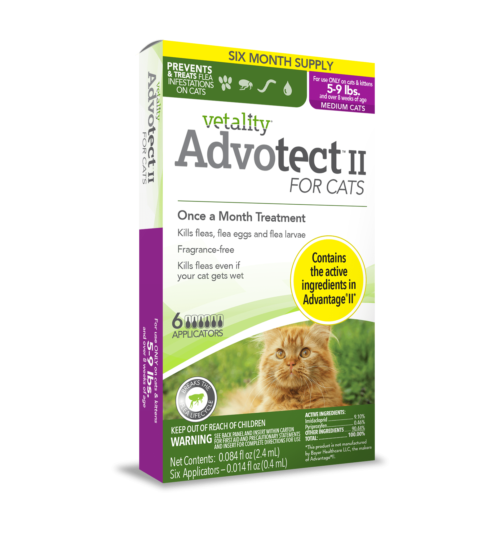 Vetality Advotect II Monthly Topical Flea and Tick Treatment for Mediu