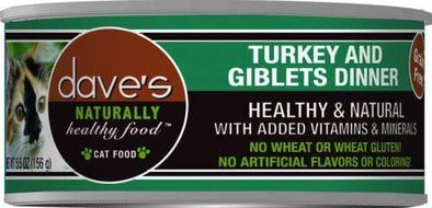 Dave's Naturally Healthy Turkey and Giblets Pate Dinner Canned Cat Food