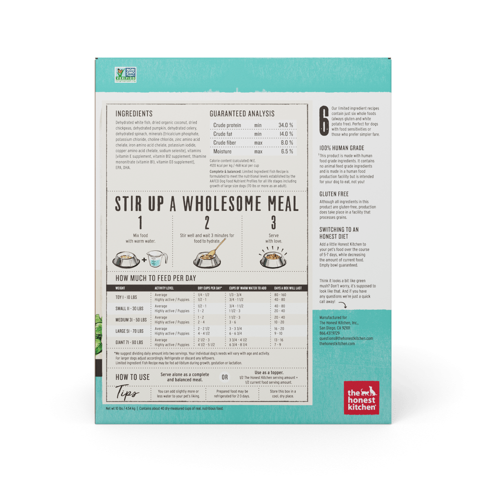 The Honest Kitchen Limited Ingredient Grain Free Fish Recipe Dehydrate