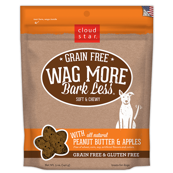 Cloud Star Wag More Bark Less Soft and Chewy Grain Free Peanut Butter and Apples Dog Treats