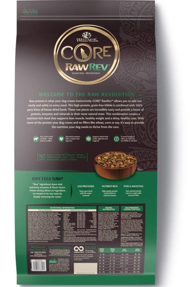 Wellness CORE RawRev Natural Grain Free Wild Game Duck Lamb Wild Boar Rabbit with Freeze Dried Lamb Dry Dog Food