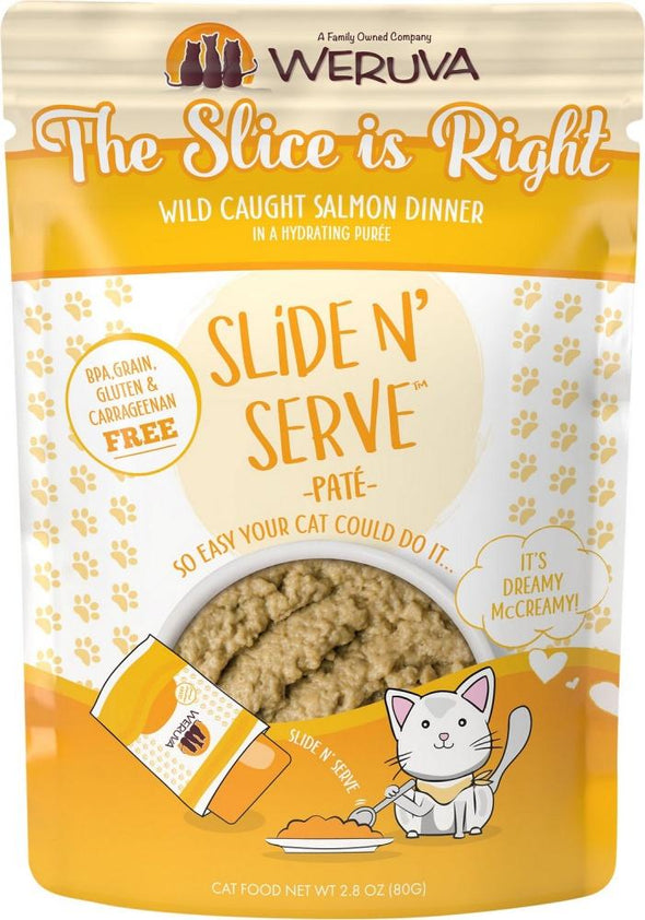 Weruva Slide N' Serve Grain Free The Slice is Right Wild Caught Salmon Dinner Wet Cat Food Pouch