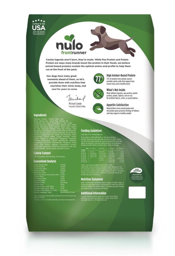 Nulo Frontrunner Chicken, Oats & Turkey Puppy Dry Dog Food