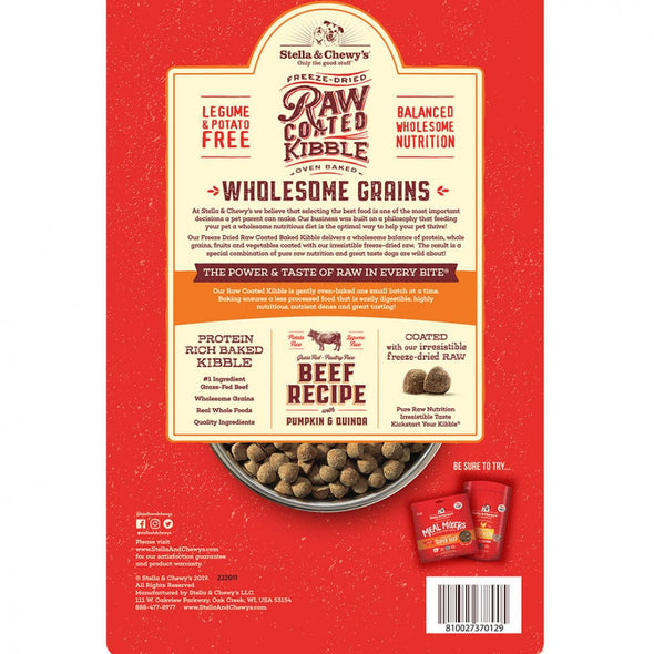 Stella & Chewy's Raw Coated Kibble With Wholesome Grains Grass Fed Beef Recipe Dry Dog Food